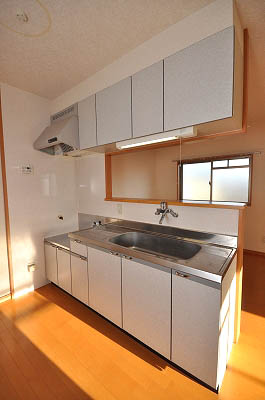 Kitchen. Gas stove can be installed with grill. 