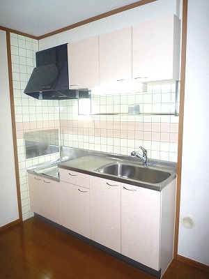 Kitchen. Gas stove can be installed with grill. 