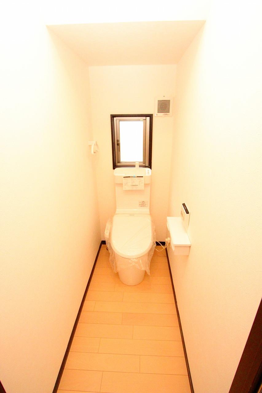 Toilet. Ventilation in the large bathroom window