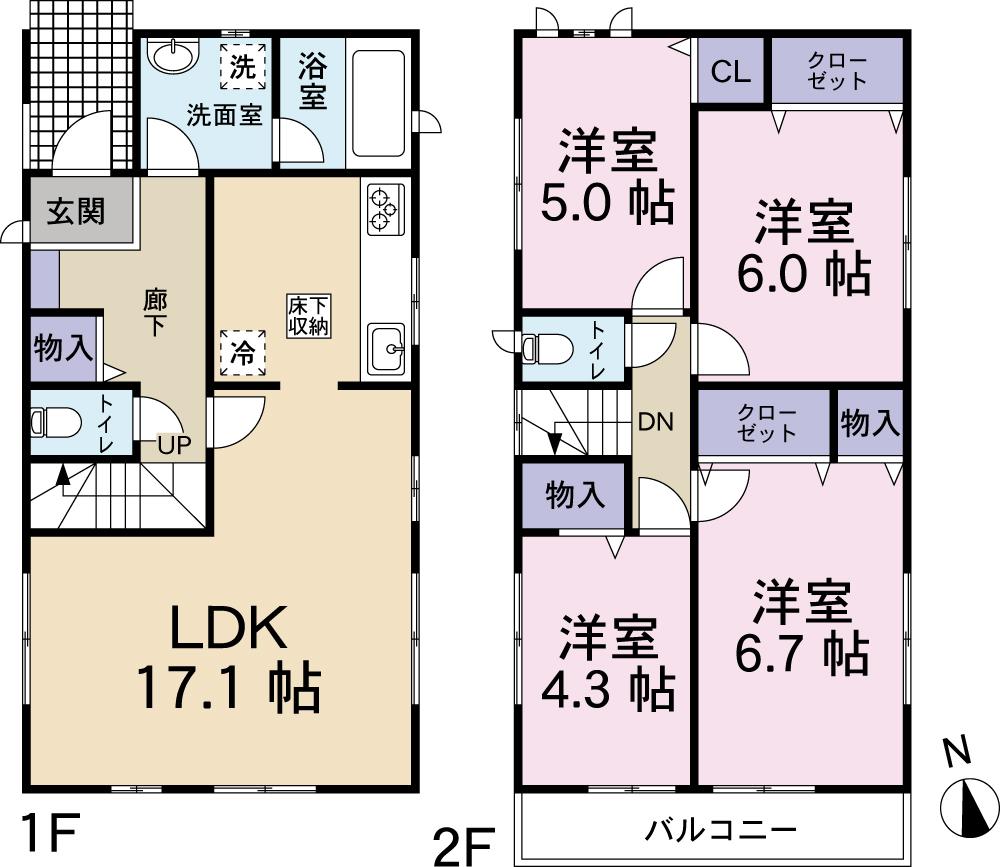 Floor plan. 10.9 million yen, 4LDK, Land area 121.29 sq m , Building area 91.11 sq m Floor