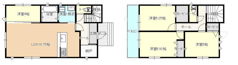 Floor plan. 26.5 million yen, 4LDK, Land area 139.01 sq m , Building area 99.43 sq m ■ It took a wide living. (16.75 Pledge)