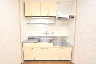 Kitchen. Gas stove can be installed with grill.