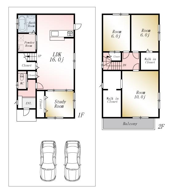 Floor plan. (No. 2 locations), Price 27,800,000 yen, 4LDK, Land area 138.94 sq m , Building area 107.64 sq m