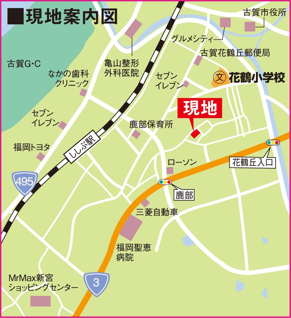Local guide map. It is very close to the Shikabe mountain park.