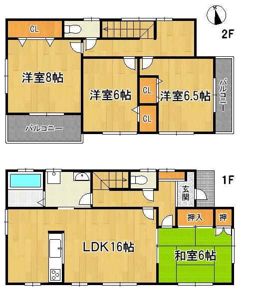 Floor plan. 22,980,000 yen, 4LDK, Land area 201.97 sq m , Building area 105.99 sq m