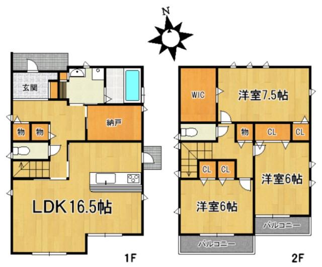 Floor plan. 26,900,000 yen, 3LDK+S, Land area 185.85 sq m , Building area 104.54 sq m