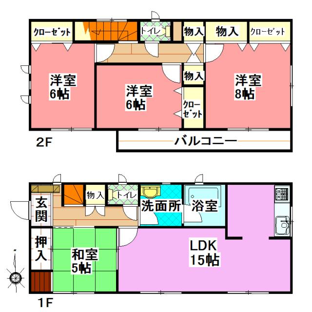 Floor plan. (1 Building), Price 15.8 million yen, 4LDK, Land area 169.54 sq m , Building area 97.2 sq m