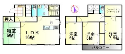 Floor plan. 14,980,000 yen, 4LDK + S (storeroom), Land area 165.31 sq m , Building area 105.99 sq m