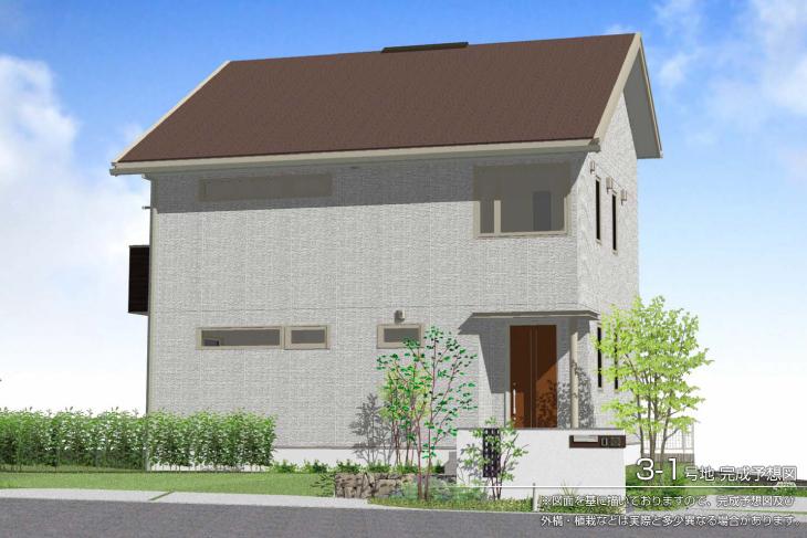 Rendering (appearance).  [3-1 No. land] So we have drawn on the basis of the [Rendering] drawings, Rendering and the outer structure ・ Planting, such as might actually differ slightly from.