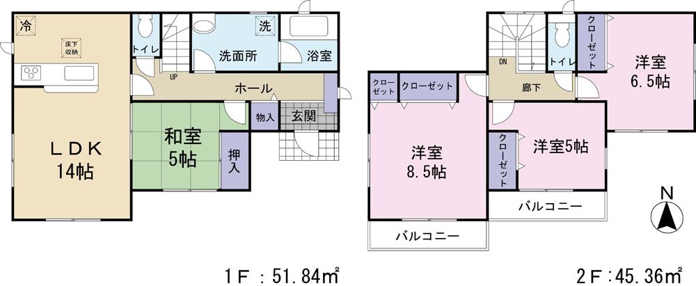 Floor plan. 12.8 million yen, 4LDK, Land area 143.48 sq m , Building area 97.2 sq m Floor