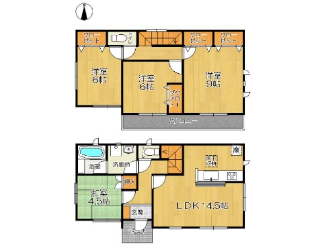 Floor plan. 16.8 million yen, 4LDK, Land area 143.43 sq m , Building area 94.77 sq m