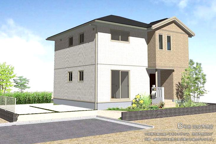 Local appearance photo.  [No. 6 areas]  [ No. 6 place Rendering]  ※ Rendering and the outer structure because it drew on the basis of the drawings ・ For planting, There is the actual and somewhat different.