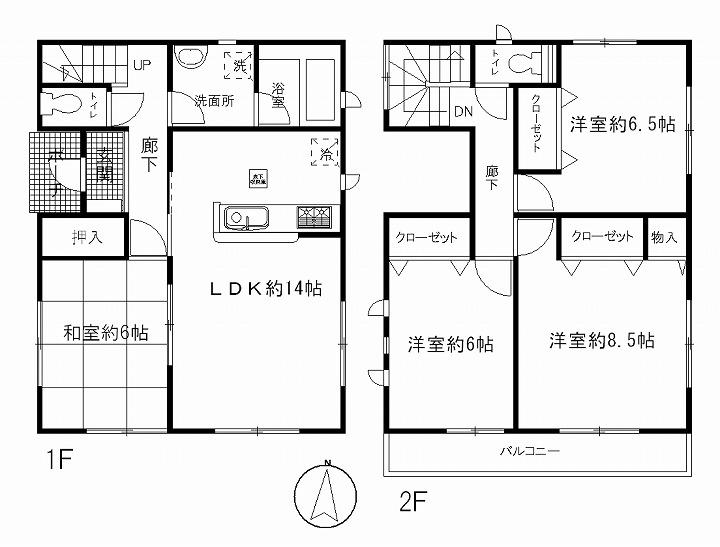 Floor plan. 20.8 million yen, 4LDK, Land area 148.68 sq m , Building area 97.2 sq m