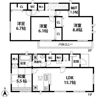 Floor plan. 31.5 million yen, 4LDK+S, Land area 168.63 sq m , Building area 100.44 sq m floor plan