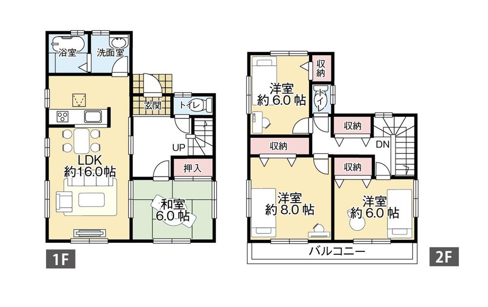Floor plan. (Building 2), Price 26,480,000 yen, 4LDK, Land area 184.11 sq m , Building area 105.99 sq m