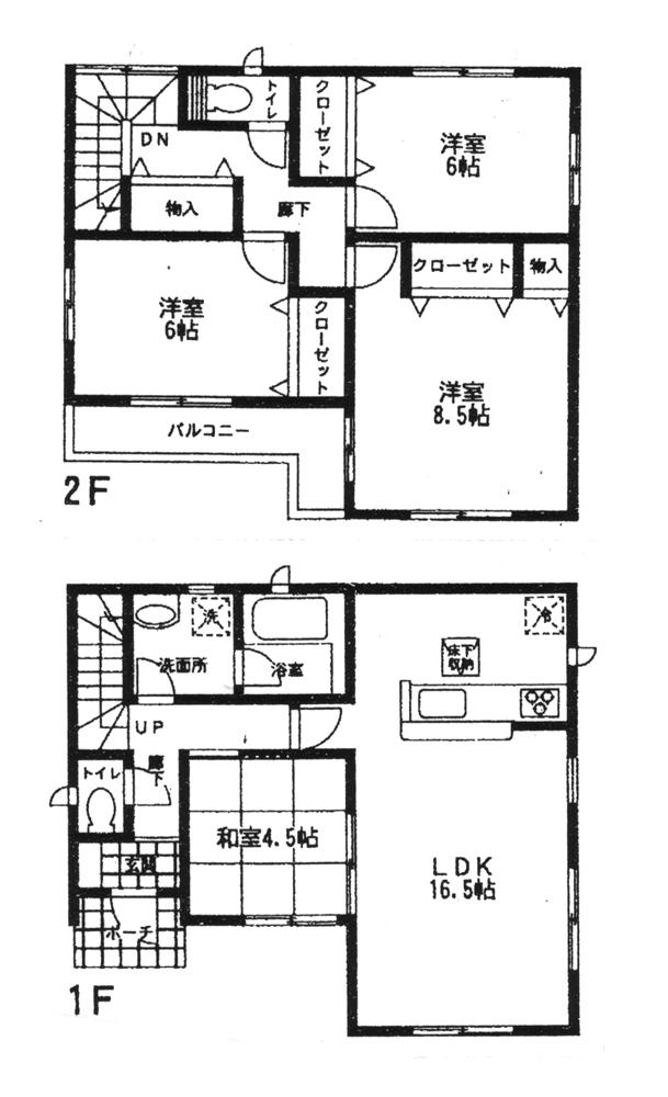 Floor plan. (Building 2), Price 33,600,000 yen, 4LDK, Land area 168.18 sq m , Building area 99.63 sq m