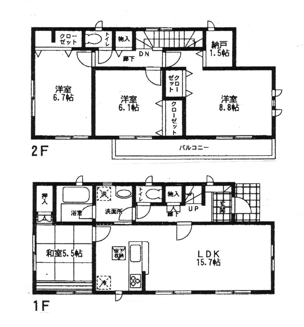 Floor plan. (4 Building), Price 31.5 million yen, 4LDK+S, Land area 168.63 sq m , Building area 100.44 sq m