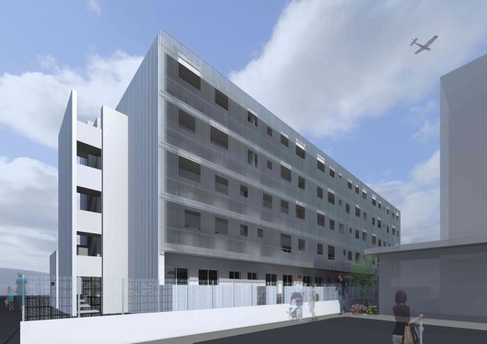 Building appearance. Metallic cool appearance.