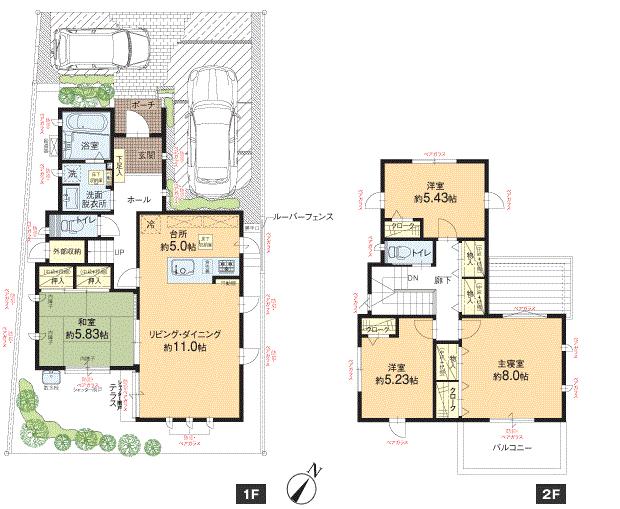 Floor plan. (No. 1 point), Price 37,700,000 yen, 4LDK, Land area 132.86 sq m , Building area 103.6 sq m
