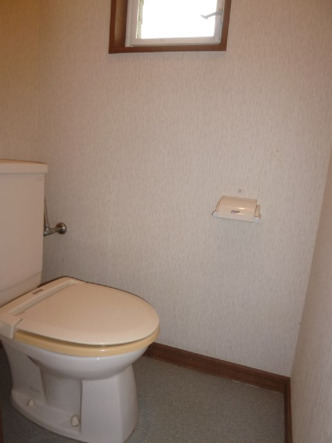 Toilet. Is a window with ☆