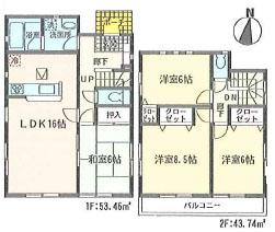 Floor plan. (6 Building), Price 19,800,000 yen, 4LDK, Land area 181.92 sq m , Building area 97.2 sq m