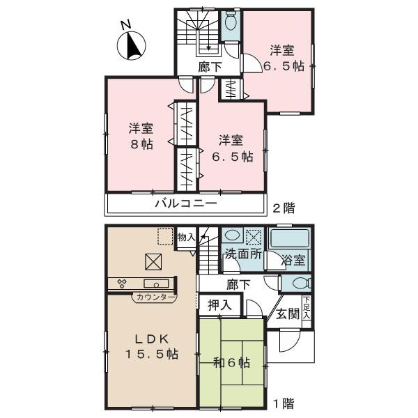 Floor plan. (6 Building), Price 18,800,000 yen, 4LDK, Land area 188.8 sq m , Building area 97.2 sq m