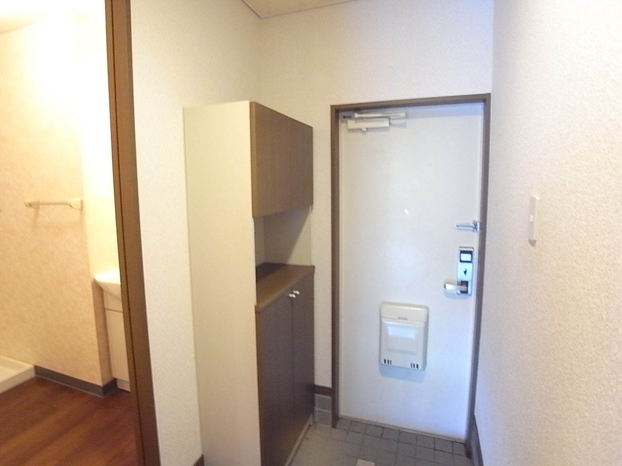 Entrance. With shoe box storage