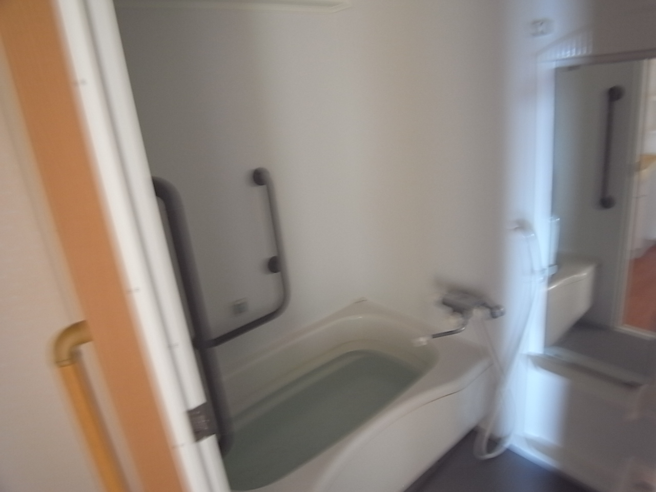 Bath. Handrail is attached to the bath! !