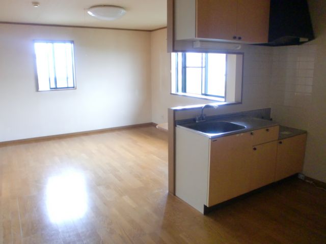 Kitchen. Two-sided lighting bright counter kitchen
