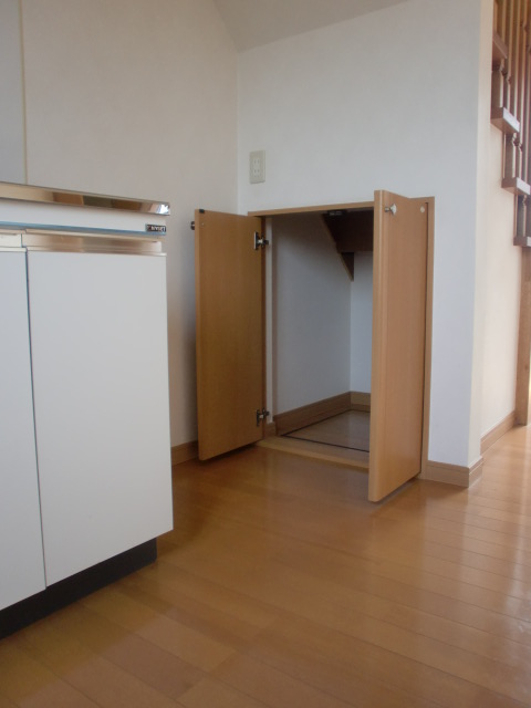 Receipt. First floor staircase under storage is convenient