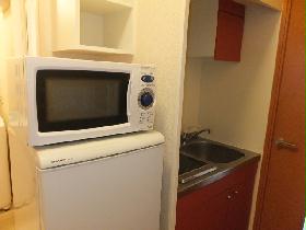 Kitchen. microwave, Conveniently equipped with a refrigerator