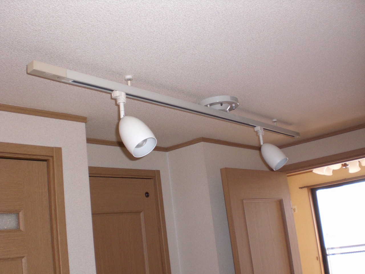 Kitchen. Lighting equipment of stylish kitchen