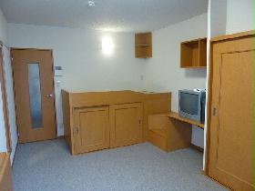 Living and room. Center, Built-in bed bottom is the storage