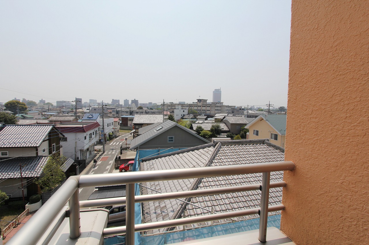 View. The city skyline from the veranda