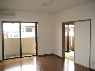 Living and room. Between the DK and the Japanese-style room is 引違 door