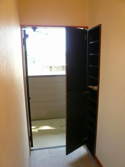 Entrance. There shoe box of the same height as the entrance door.