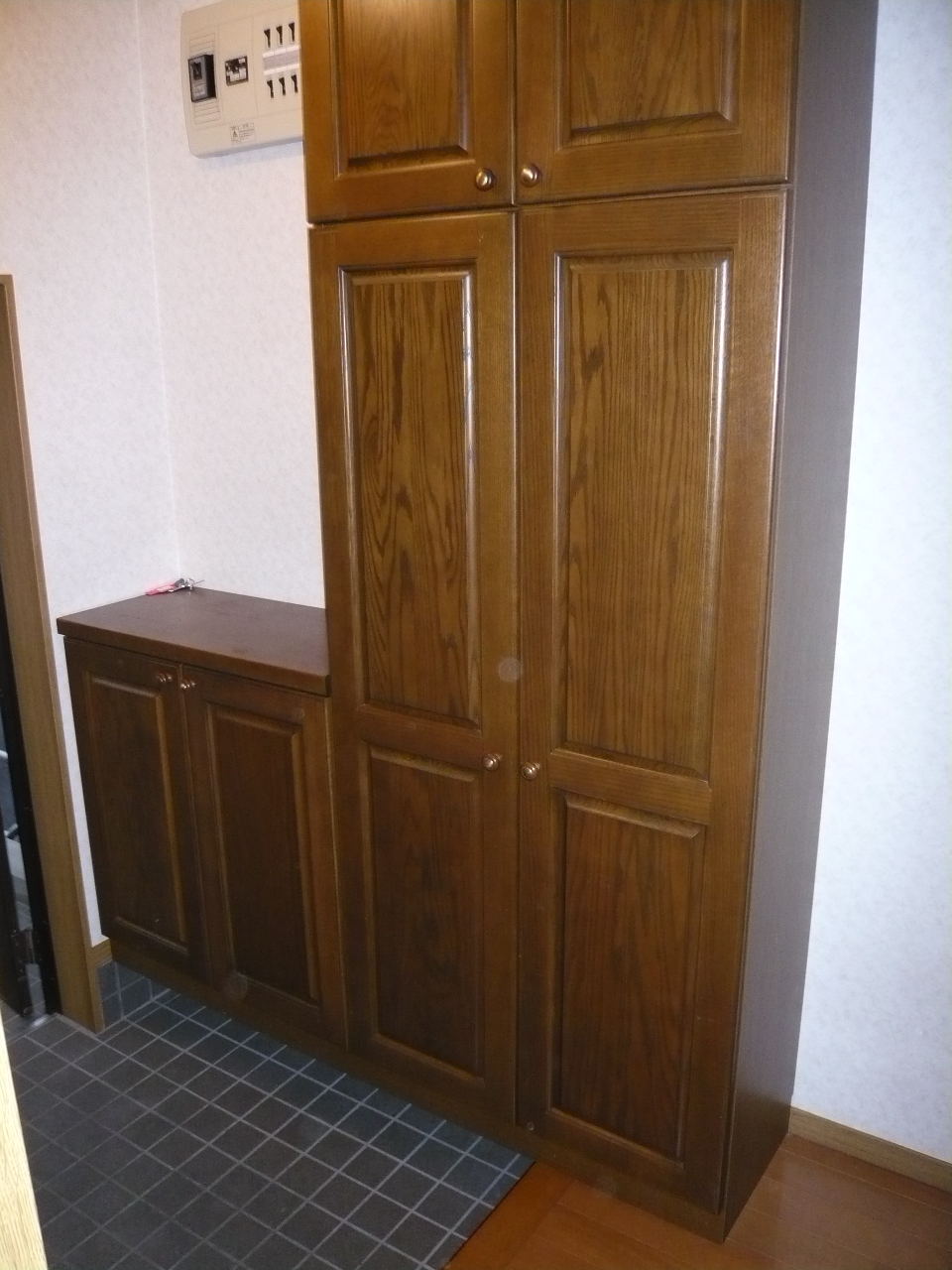 Entrance. Luxury solid wood panel is a big shoe box