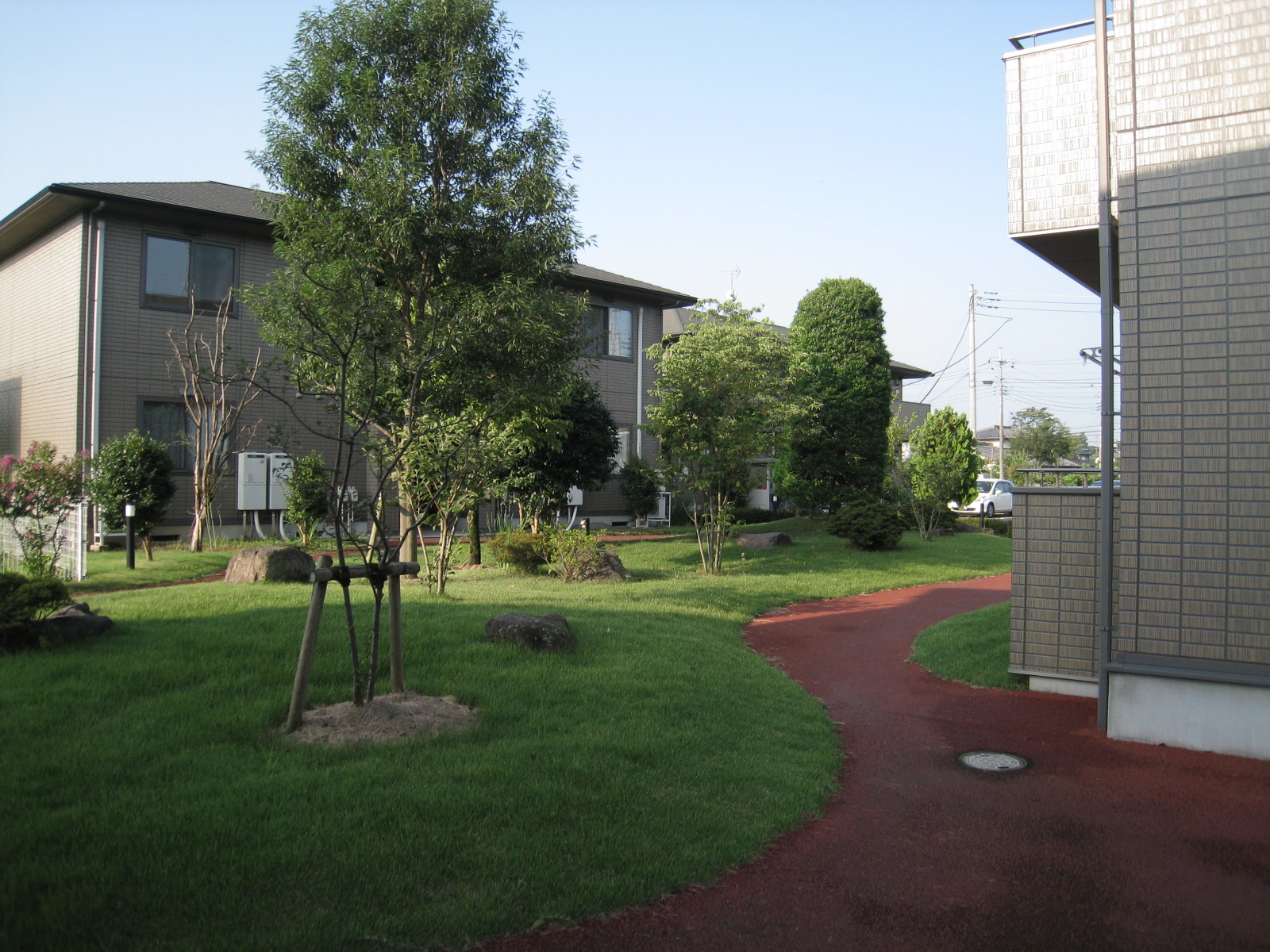 Garden. There is a green belt on site