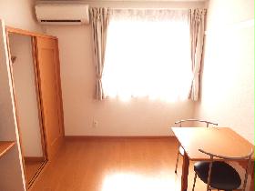 Living and room. It is a photograph that was taken from on the bed ☆