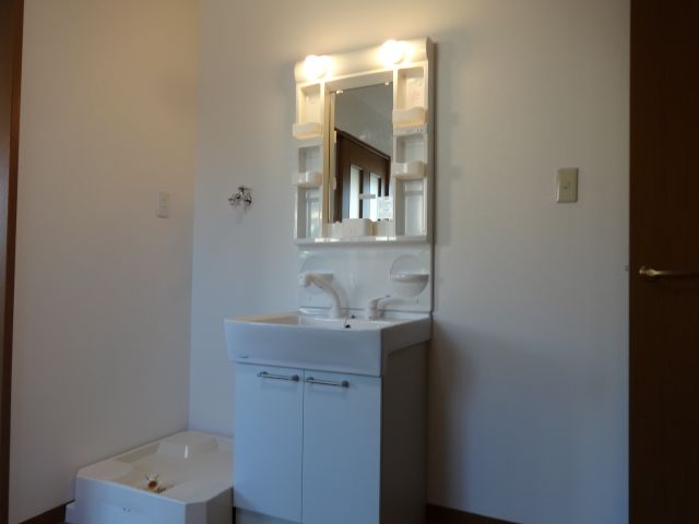 Washroom. Happy to be busy in the morning ready with shampoo dresser. 