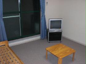 Living and room. desk, Bed.