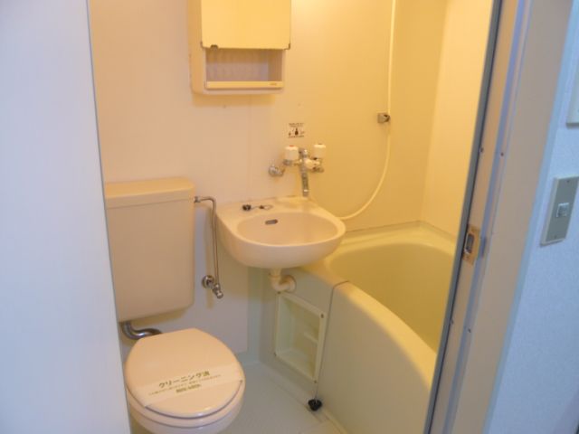Bath. Unit bus with a clean washbasin