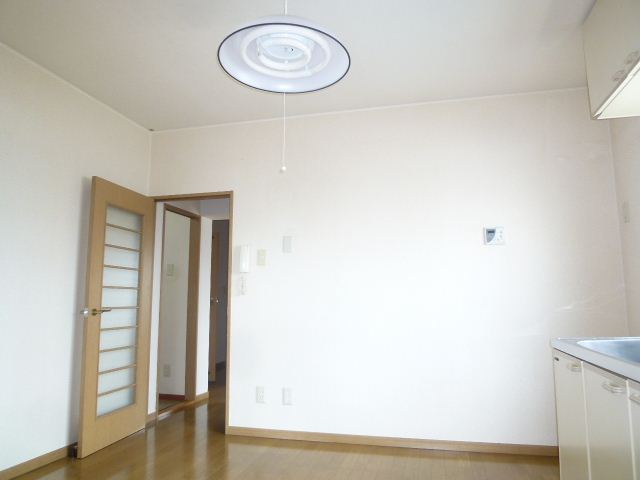 Living and room. Bright sunshine plug kitchen.