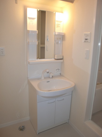 Washroom. Shampoo wash basin, With accommodating shelves washroom top