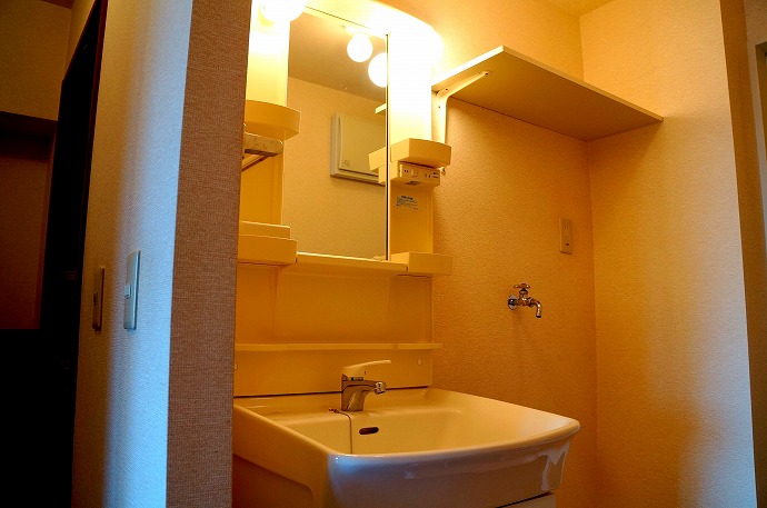 Washroom. Likely to be stored, such as detergent on the shelf!