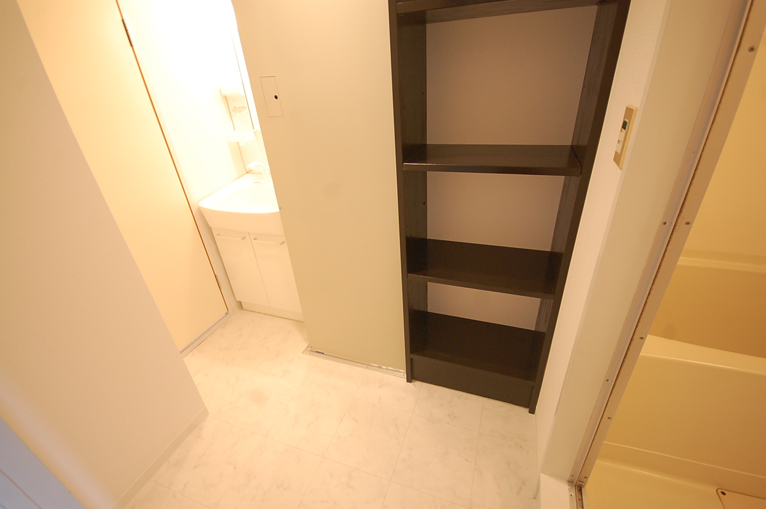 Washroom. Convenient storage of undressing house