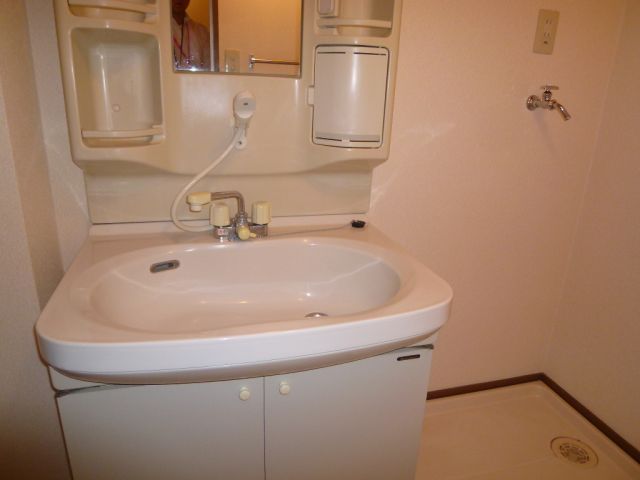 Washroom. It is the washstand shower dresser with.