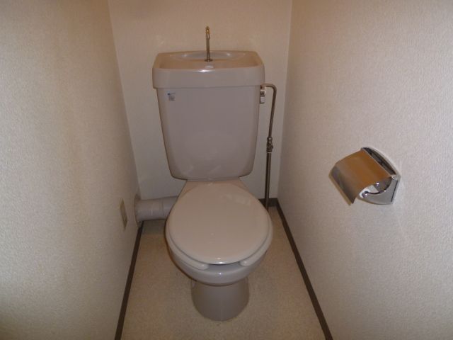 Toilet. It is a hygienic toilet that was the white tones.