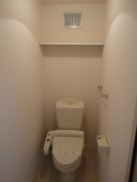 Toilet. Easy to use a little shelf!