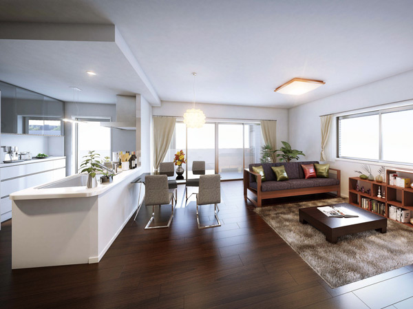 Living.  [C type Rendering] It takes a lot of opening widely, Life while wrapped in soft sunlight from the balcony, But only just everyday life, Let me in for some reason contented feeling.